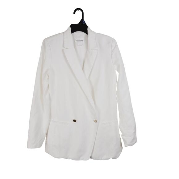 Club Monaco womens double breasted white linen gold button blazer jacket size 6 - Picture 1 of 11